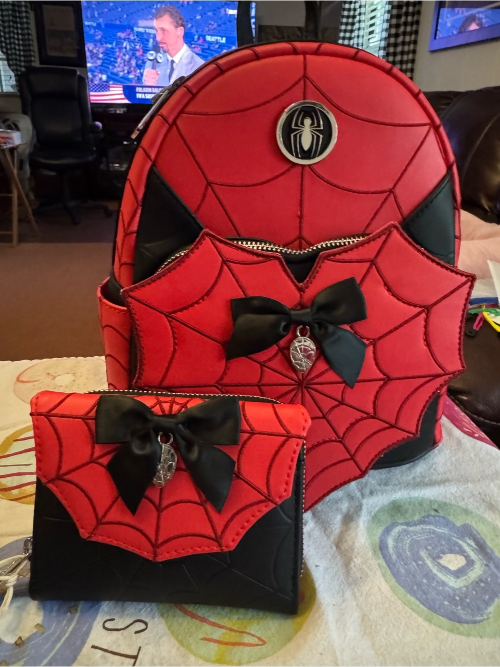 Spider Web Red Marvel Loungefly Collab mini Backpack Set with Wallet